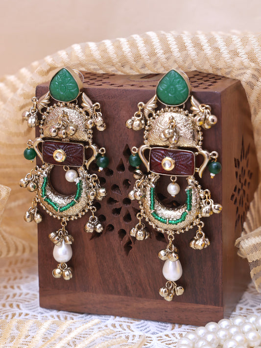 Emerald Yajushi Premium Brass Earrings