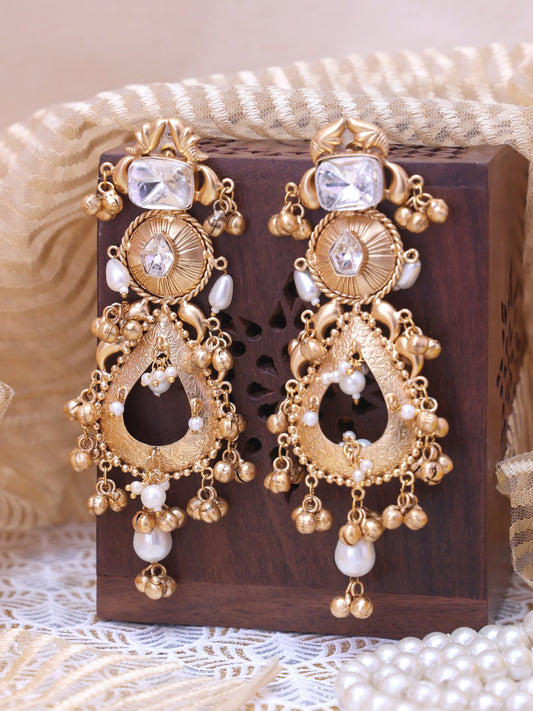 Golden Xylia Premium Brass Earrings