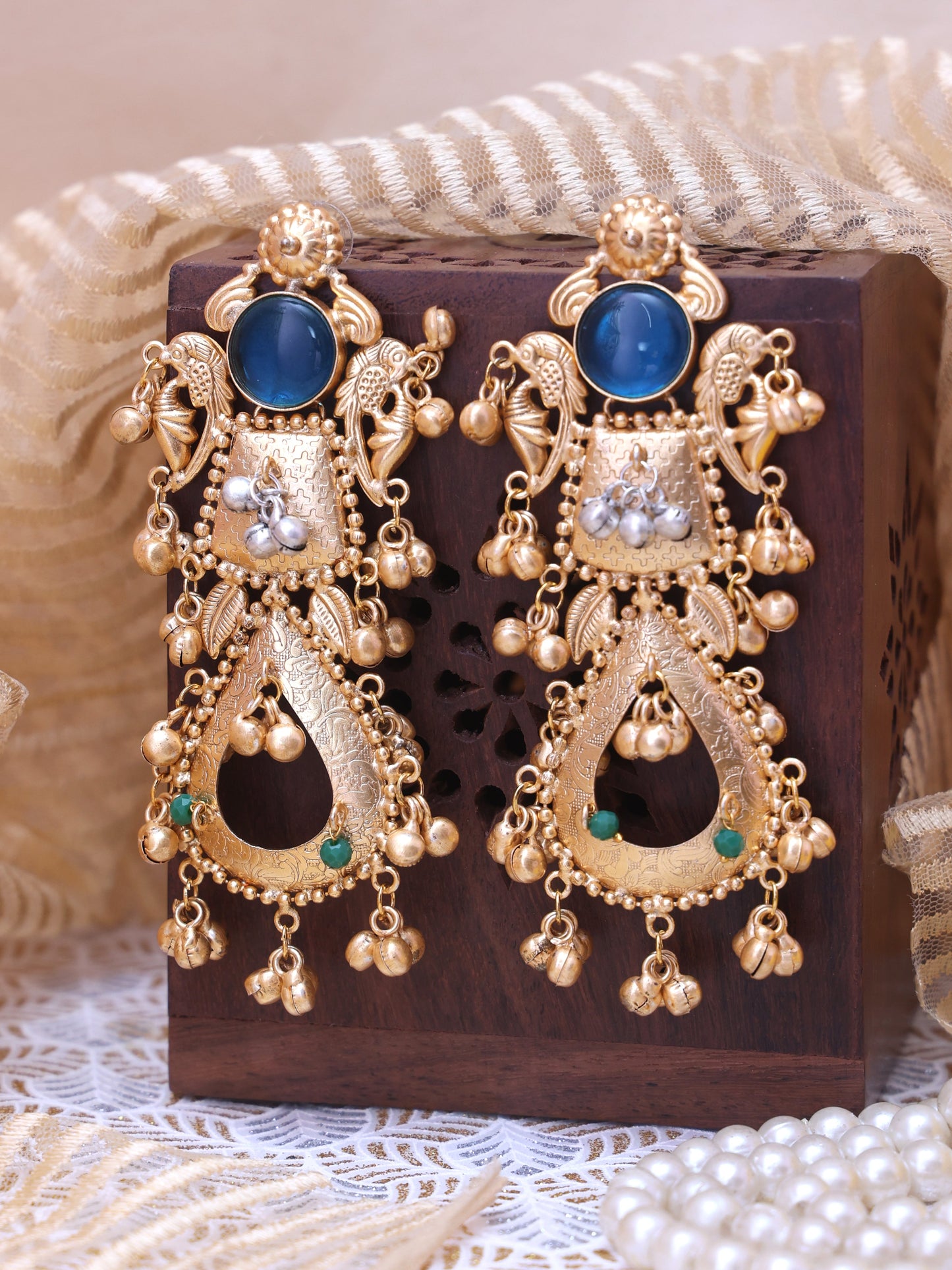 Blue Aaloka Premium Brass Earrings