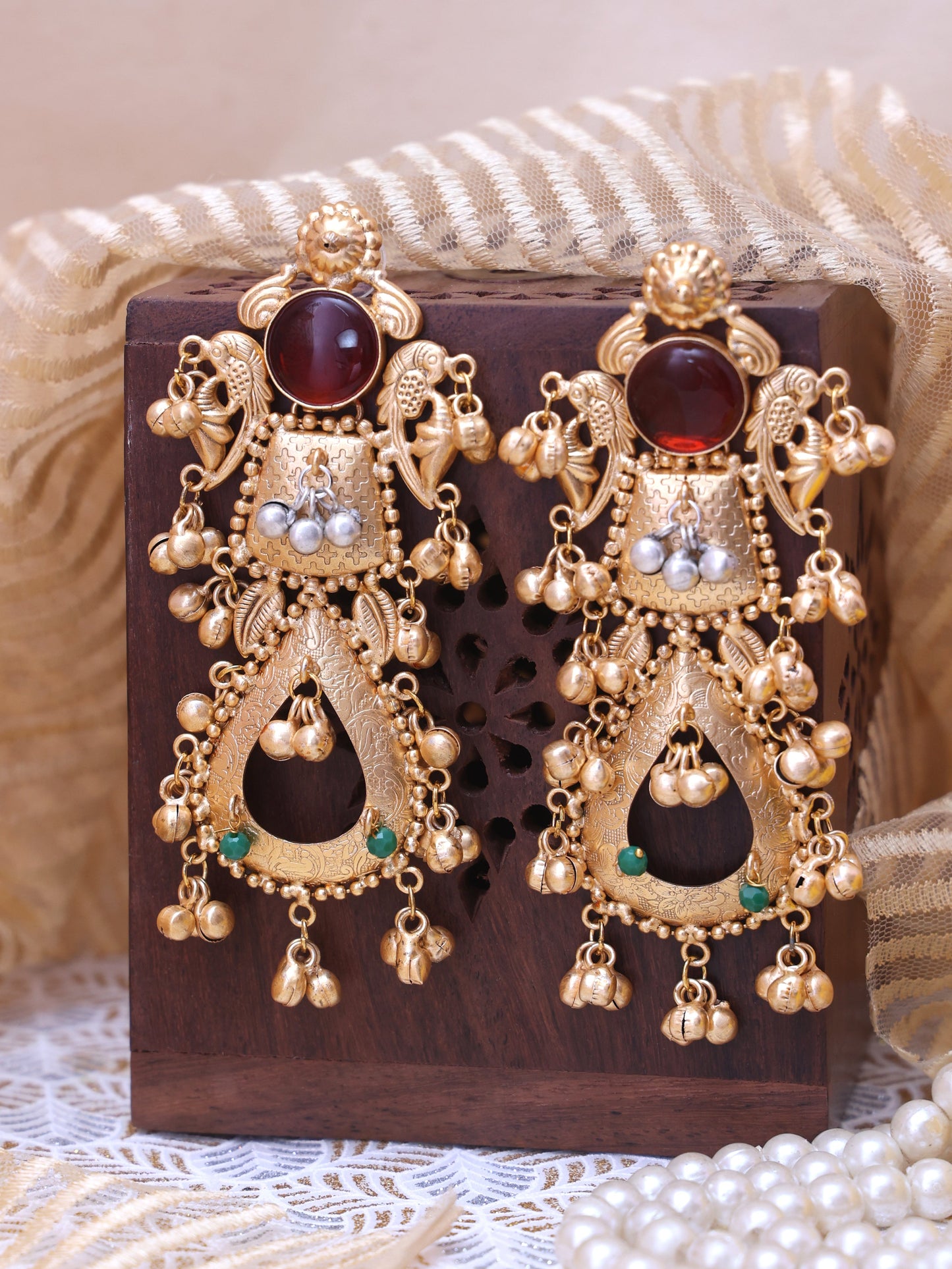 Red Aaloka Premium Brass Earrings