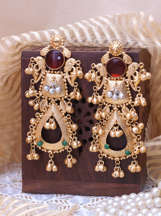 Red Aaloka Premium Brass Earrings
