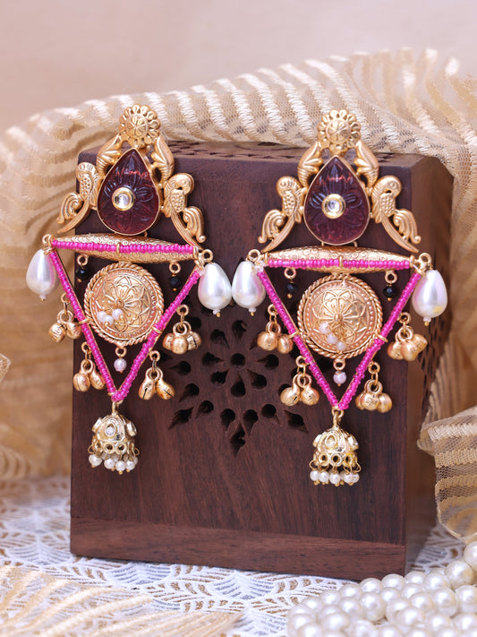 Pink Vimali Premium Brass Earrings