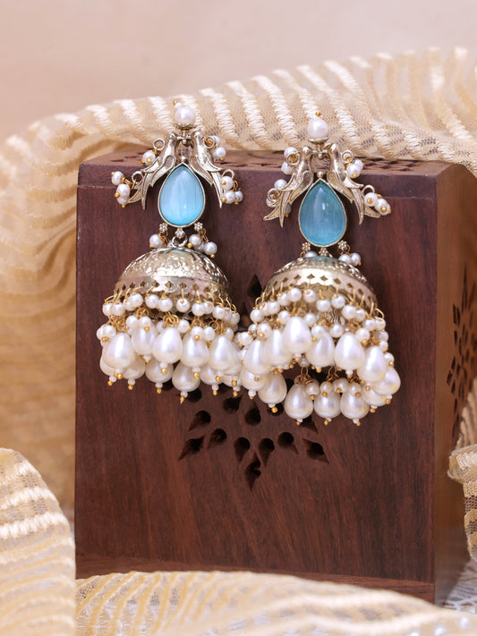 Turquoise Qushi Premium Brass Earrings
