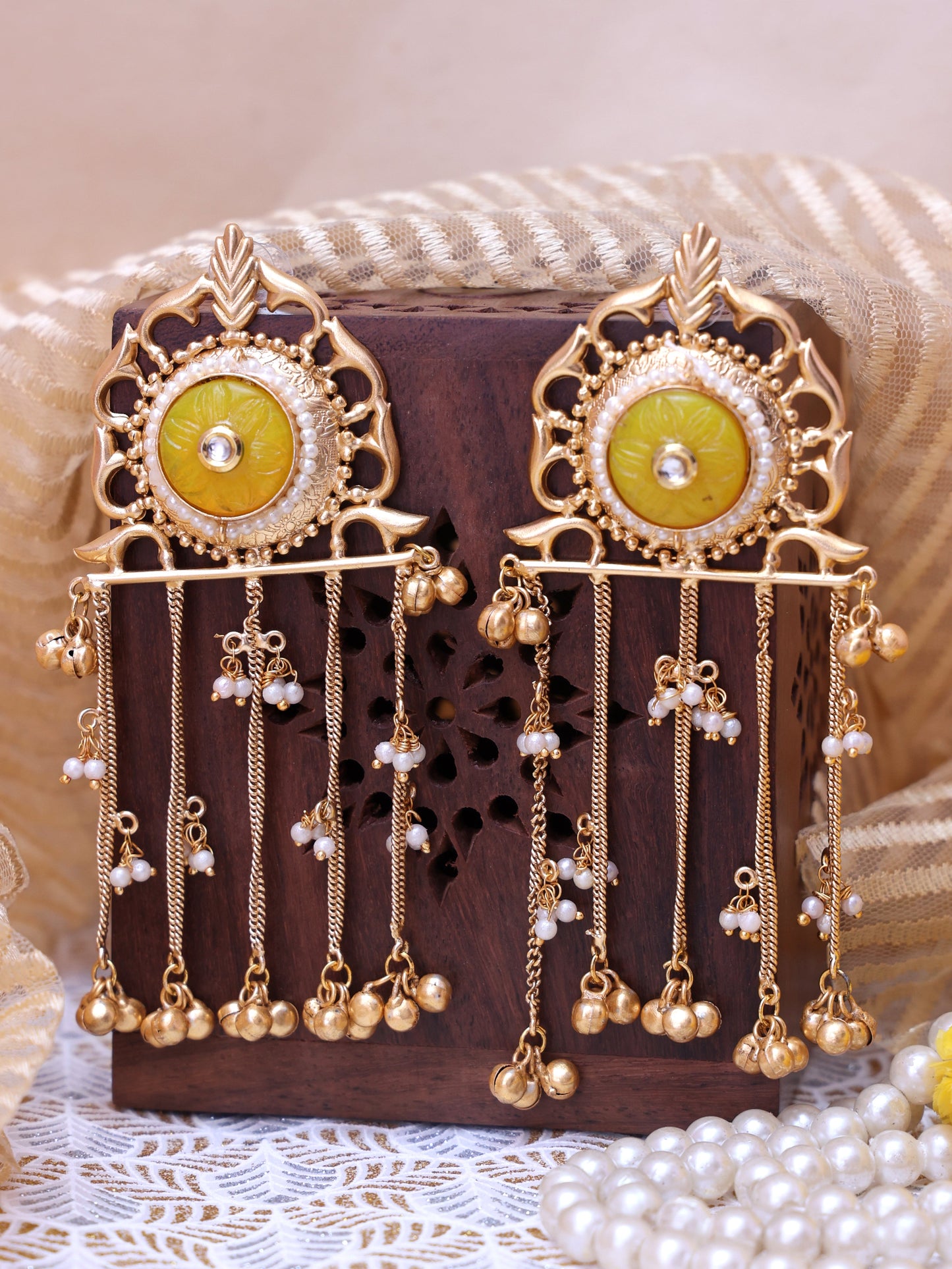 Yellow Roopa Premium Brass Earrings