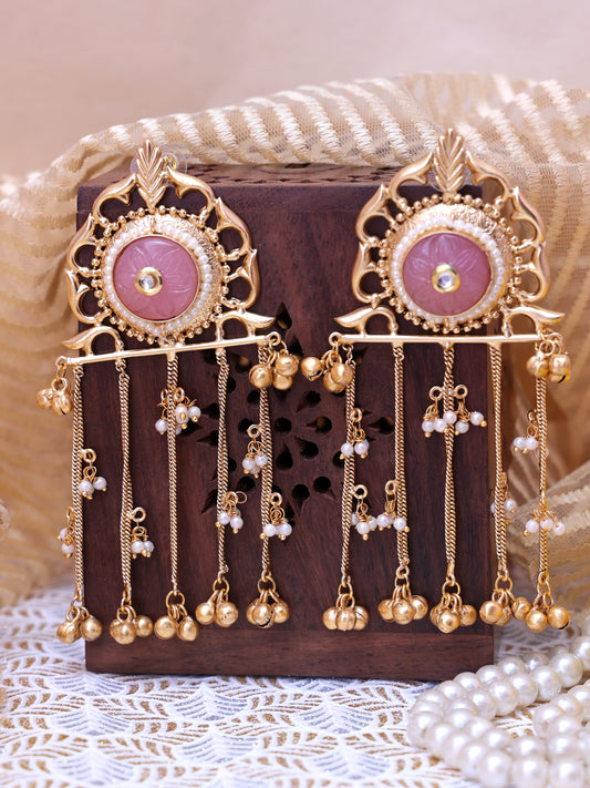 Baby Pink Roopa Premium Brass Earrings