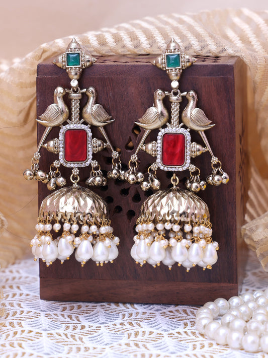 Red Faria Premium Brass Earrings