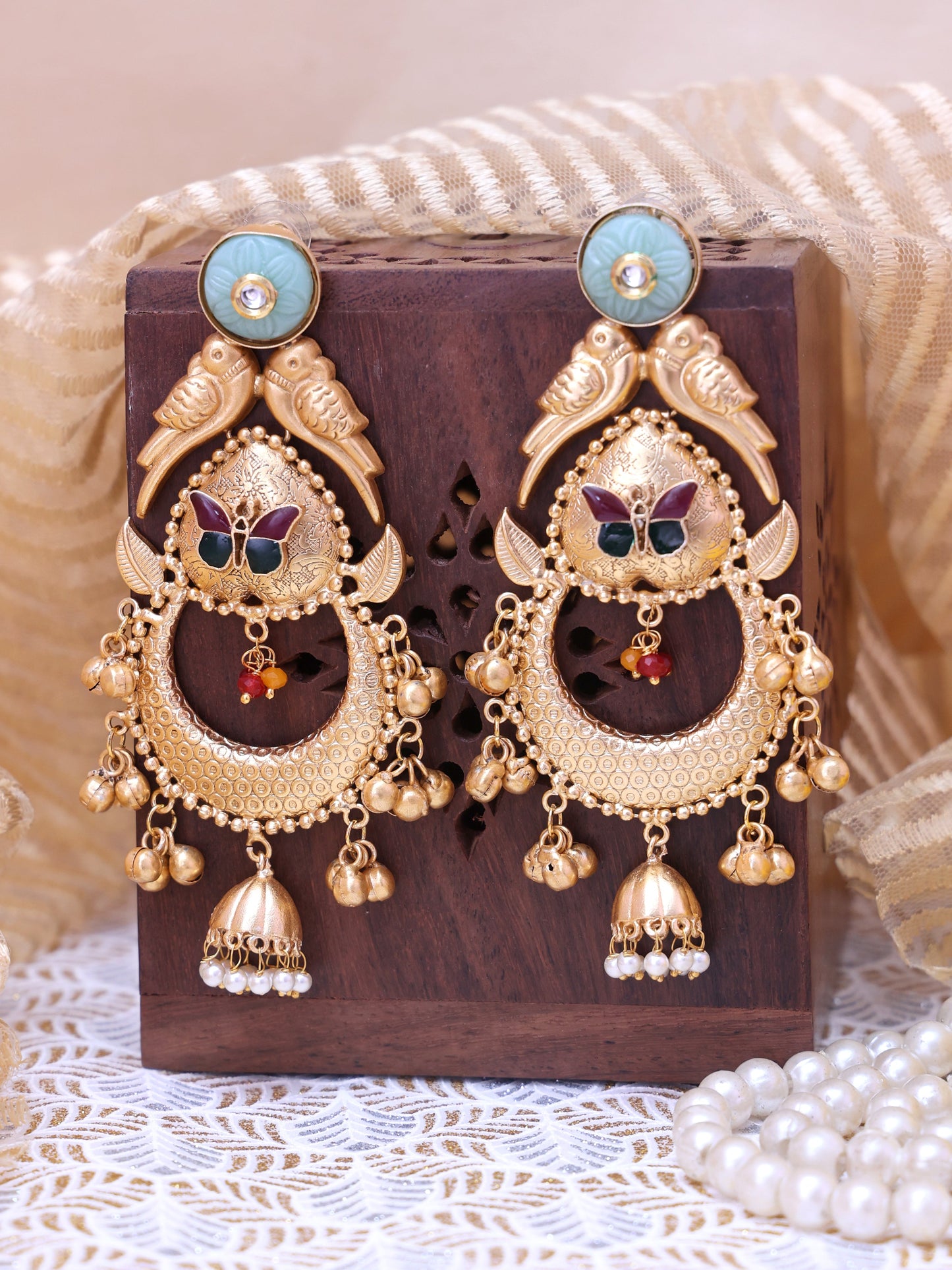 Turquoise Gamya Premium Brass Earrings