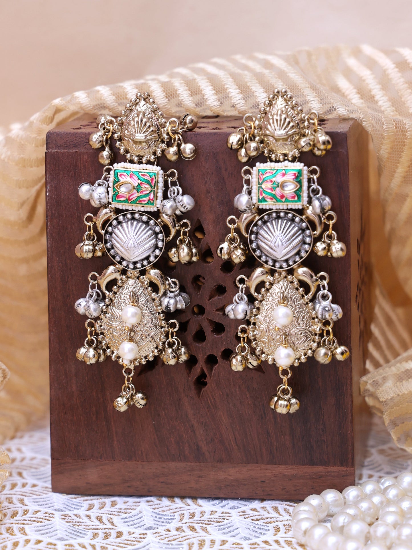 Golden Hamsavahini Premium Brass Earrings