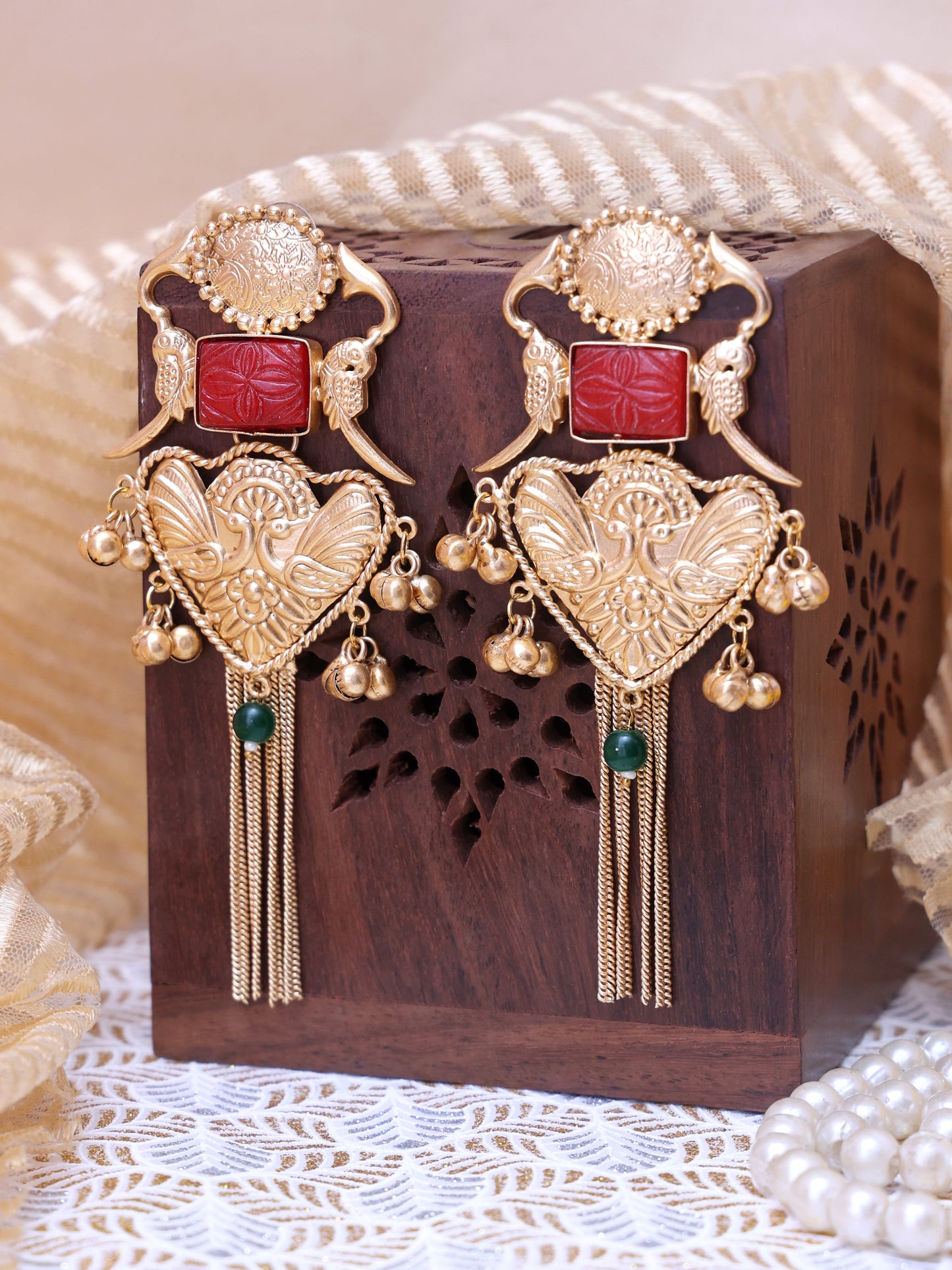 Red Eimen Premium Brass Earrings