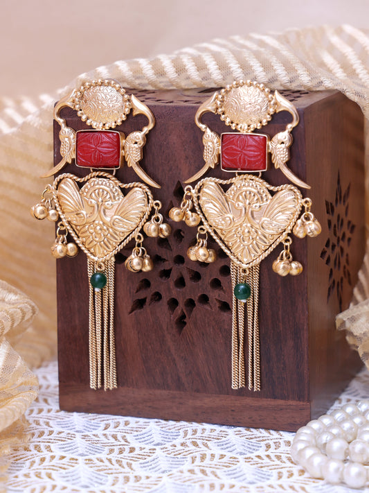 Red Eimen Premium Brass Earrings