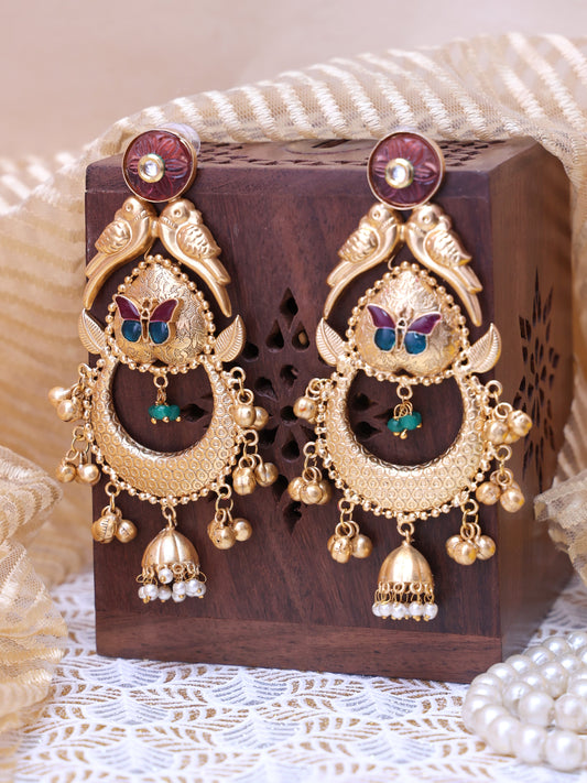 Maroon Gamya Premium Brass Earrings