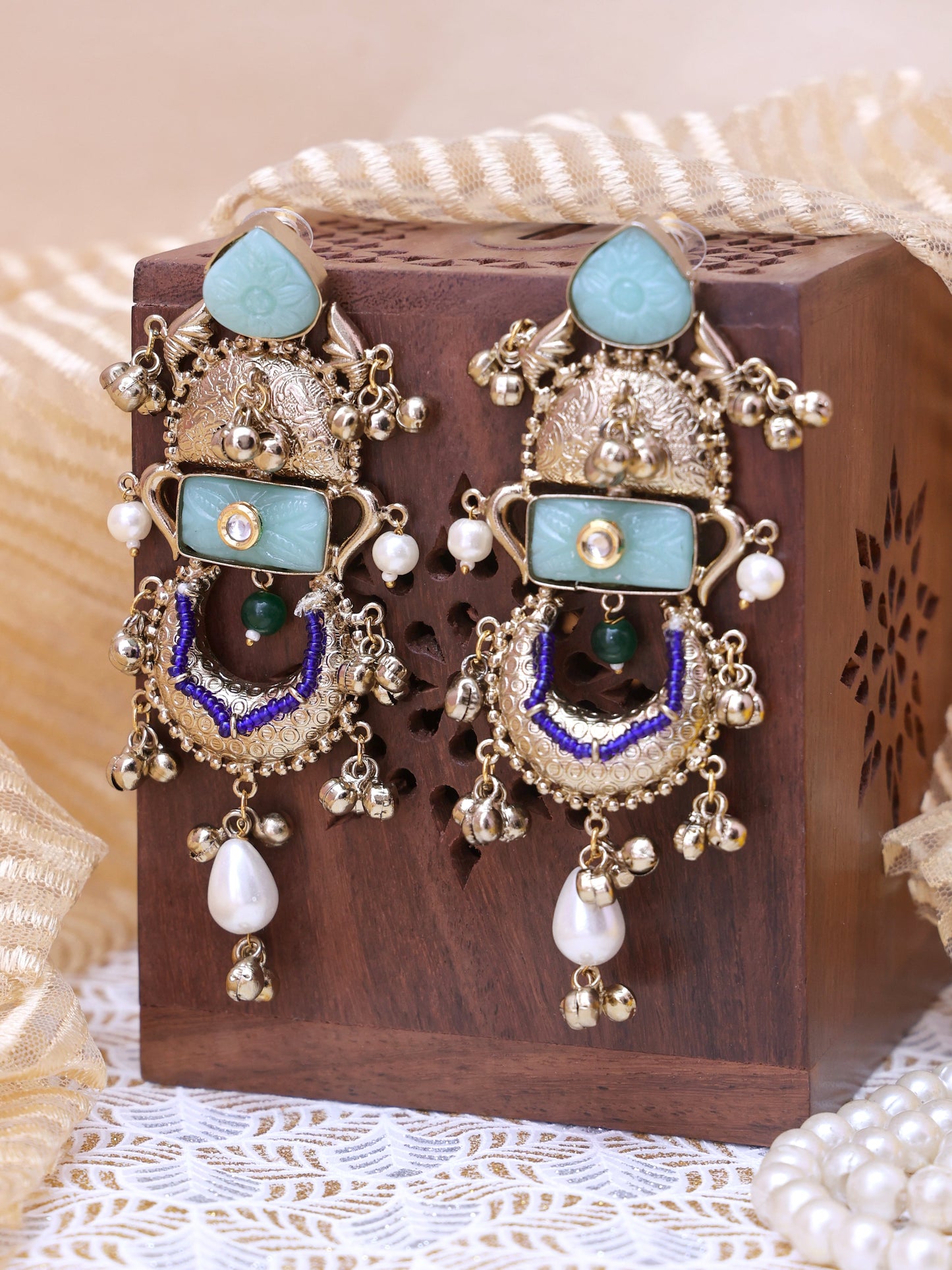 Turquoise Yajushi Premium Brass Earrings