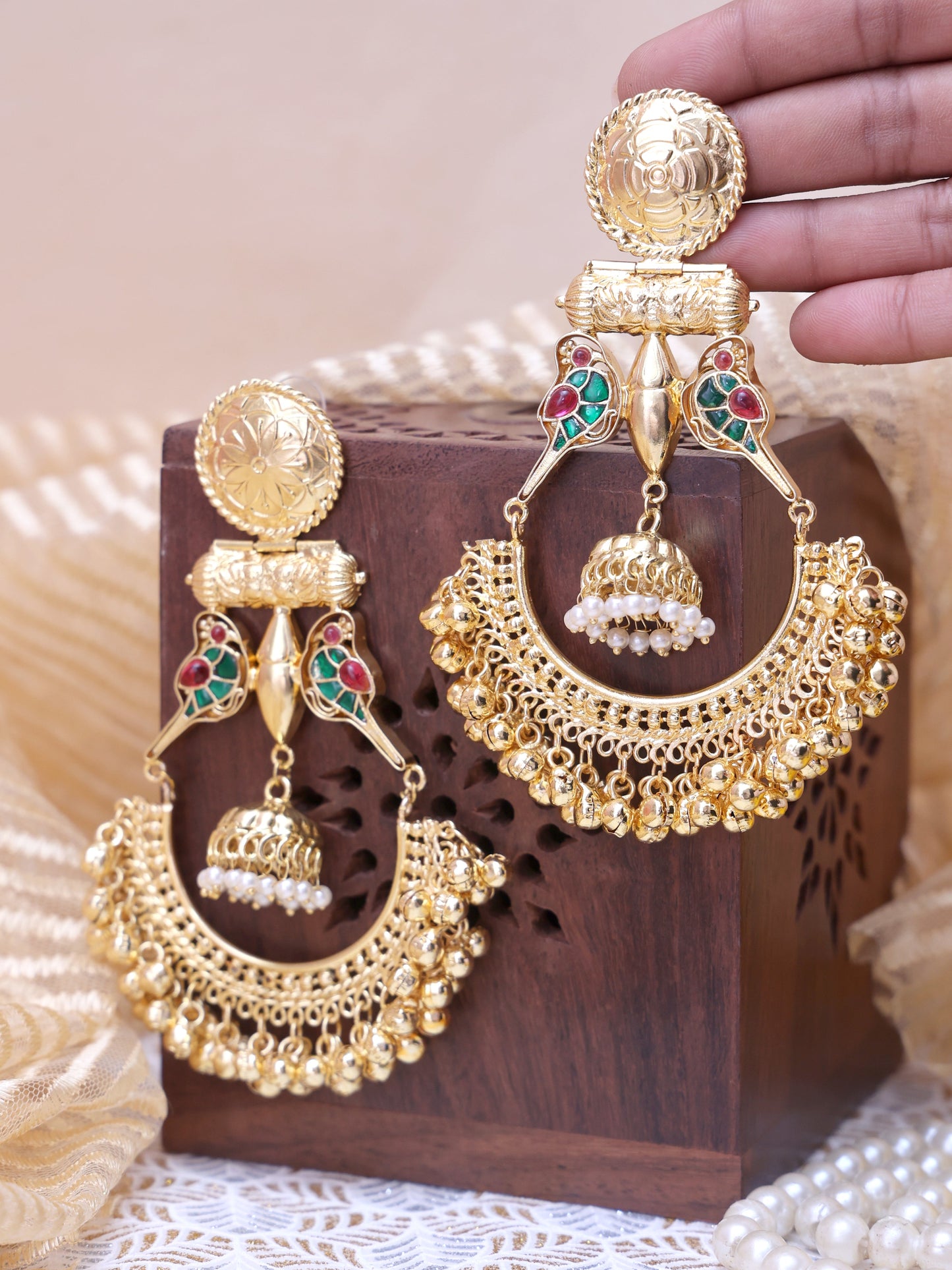 Golden Ragavati Premium Brass Earrings