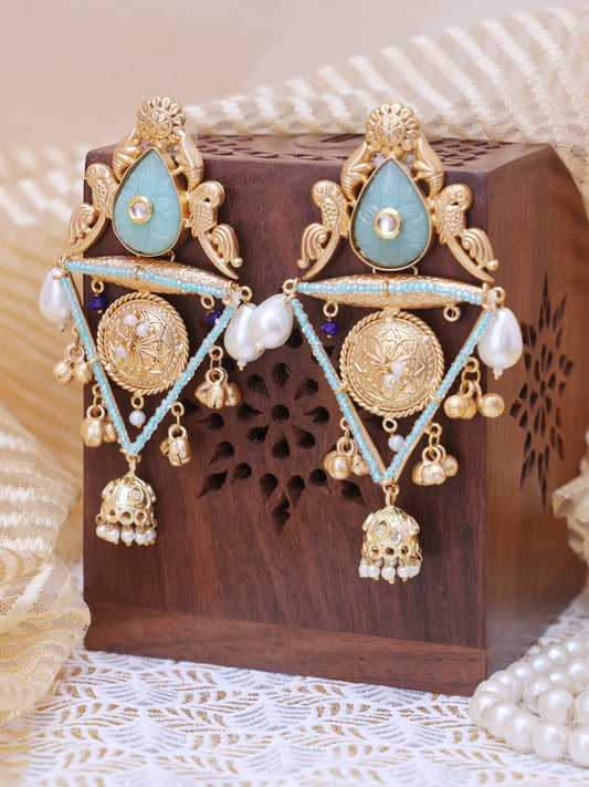 Turquoise Vimali Premium Brass Earrings