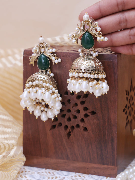 Emerald Qushi Premium Brass Earrings