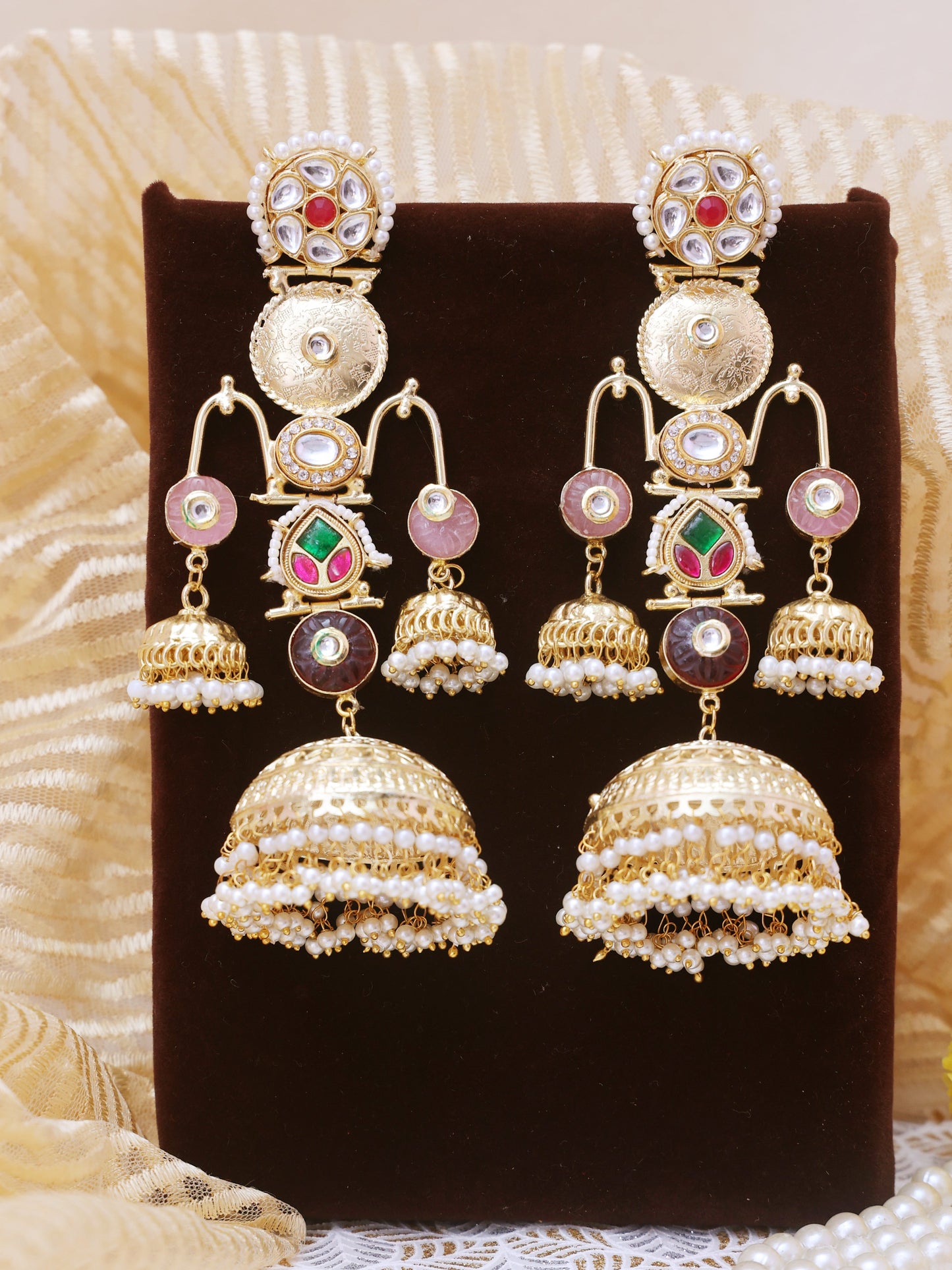 Multicolor Sadaf Premium Brass Earrings