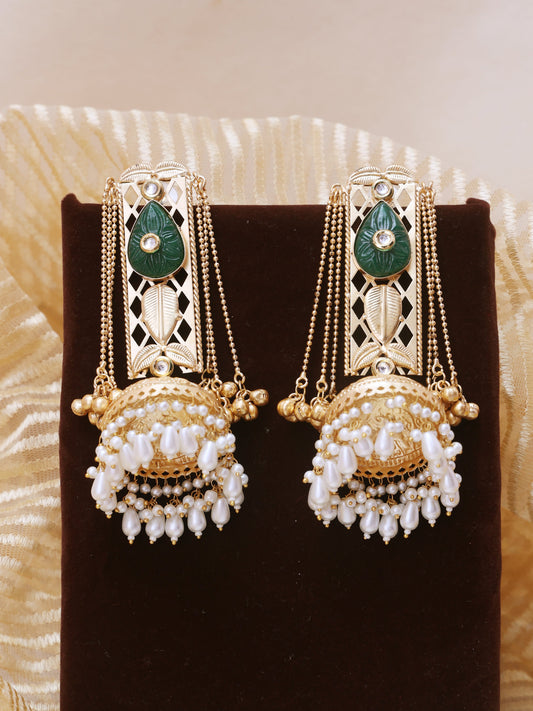 Emerald Zarna Premium Brass Earrings