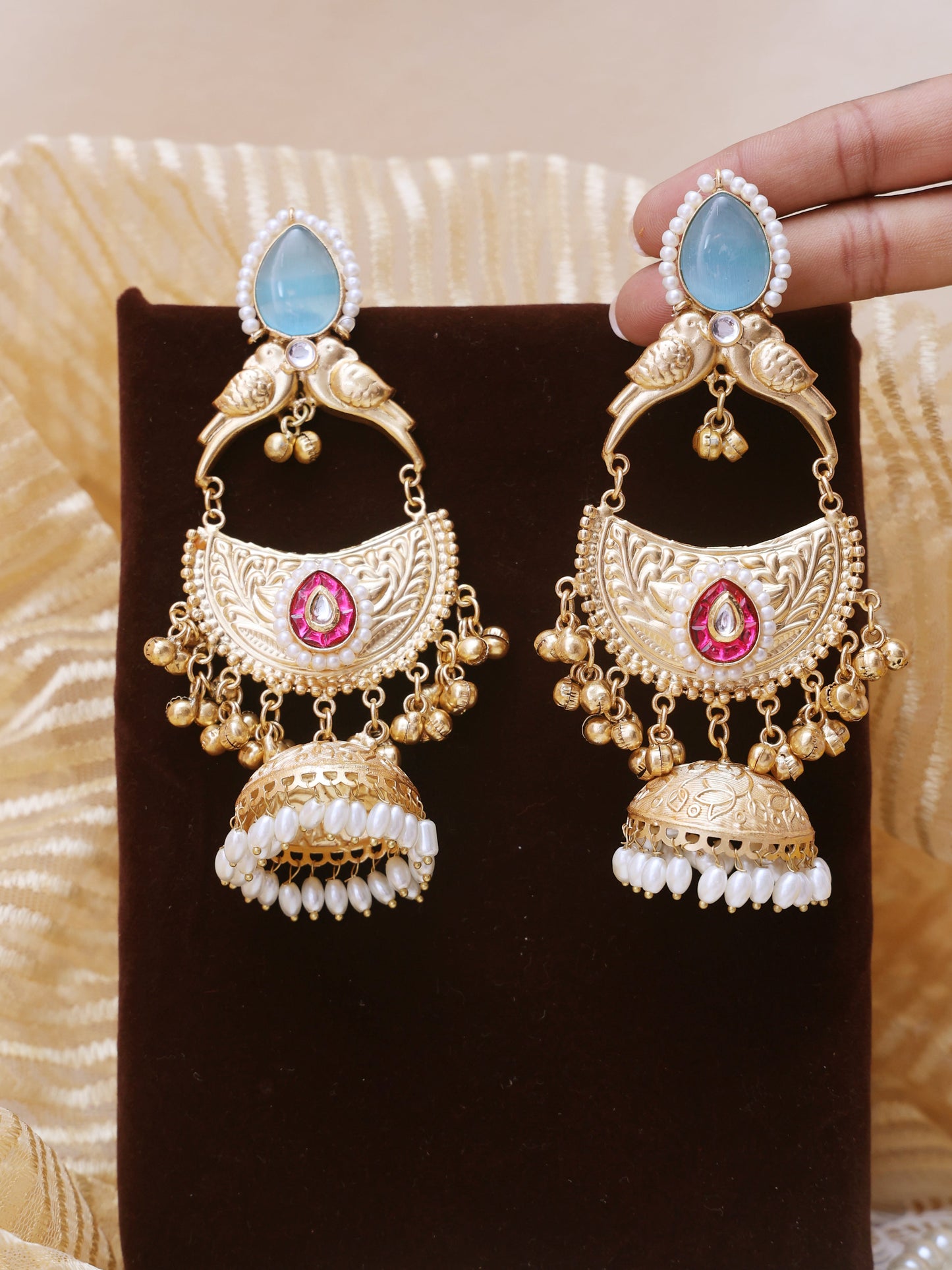 Turquoise Aamaal Premium Brass Earrings