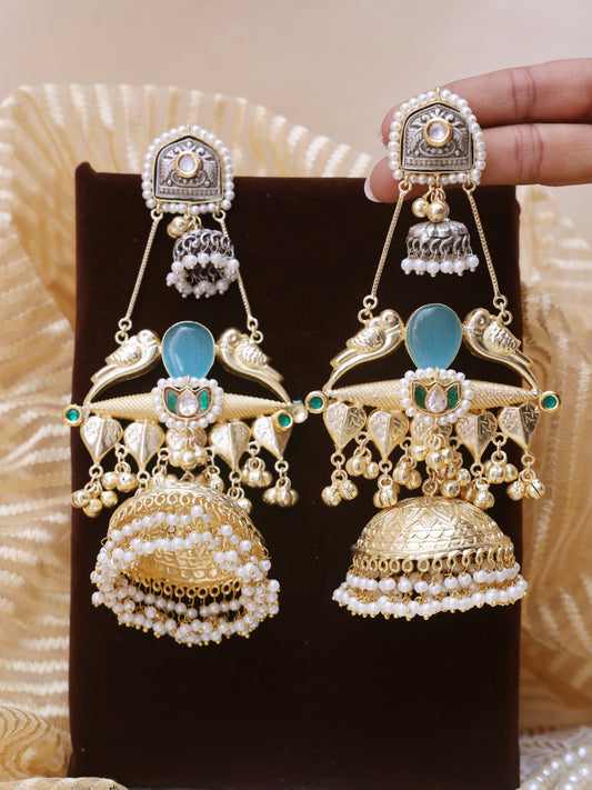 Turquoise Yaksha Premium Brass Earrings
