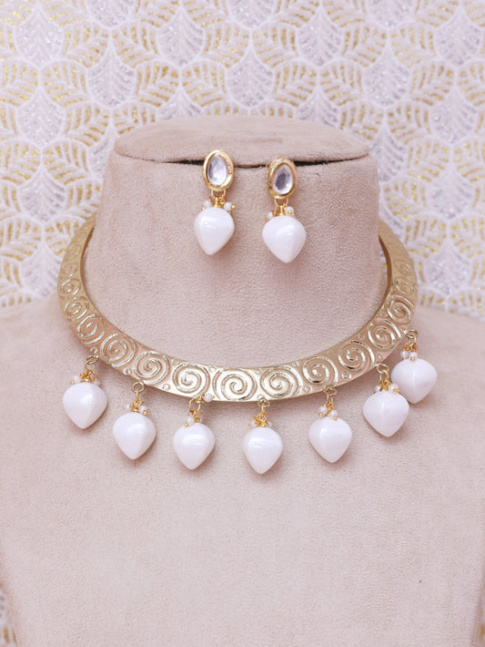 White Cauvery Hasli Necklace Set