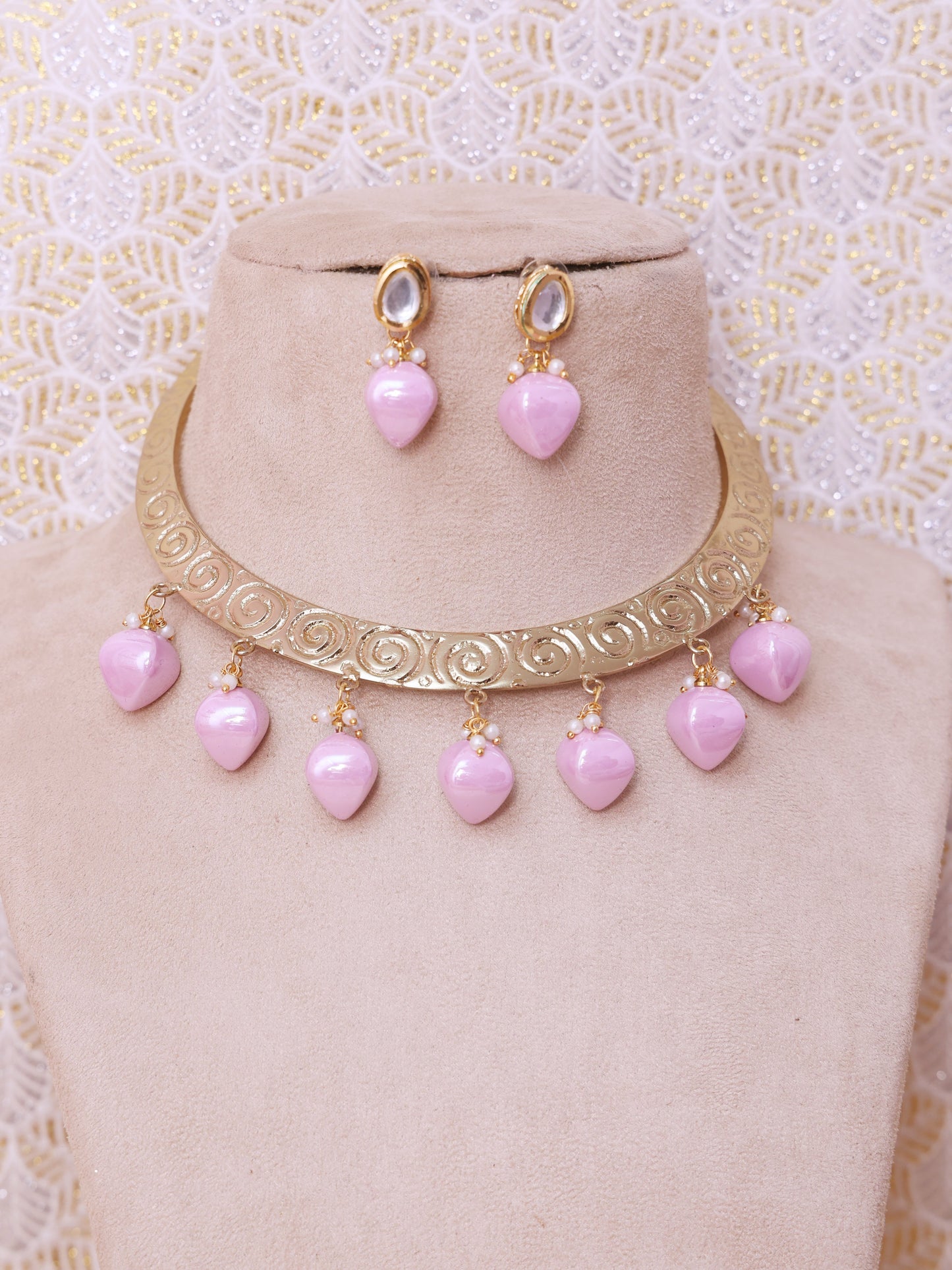 Lilac Cauvery Hasli Necklace Set