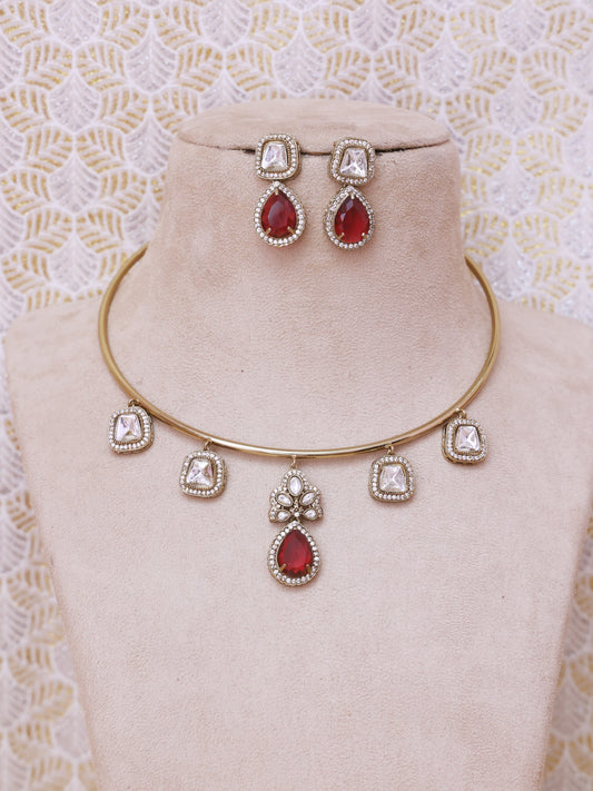 Red Bahula Hasli Necklace Set