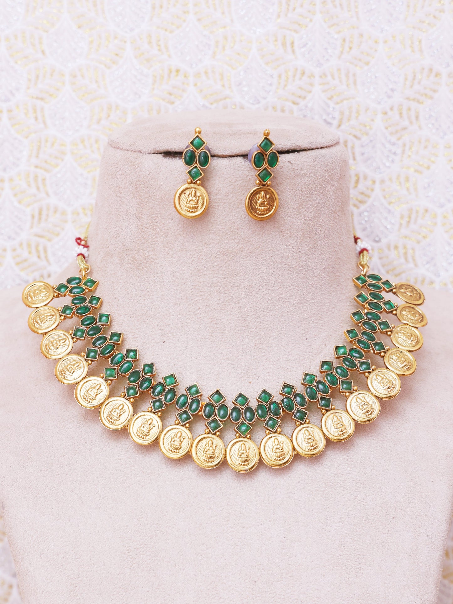 Emerald Jagvee Temple Necklace Set