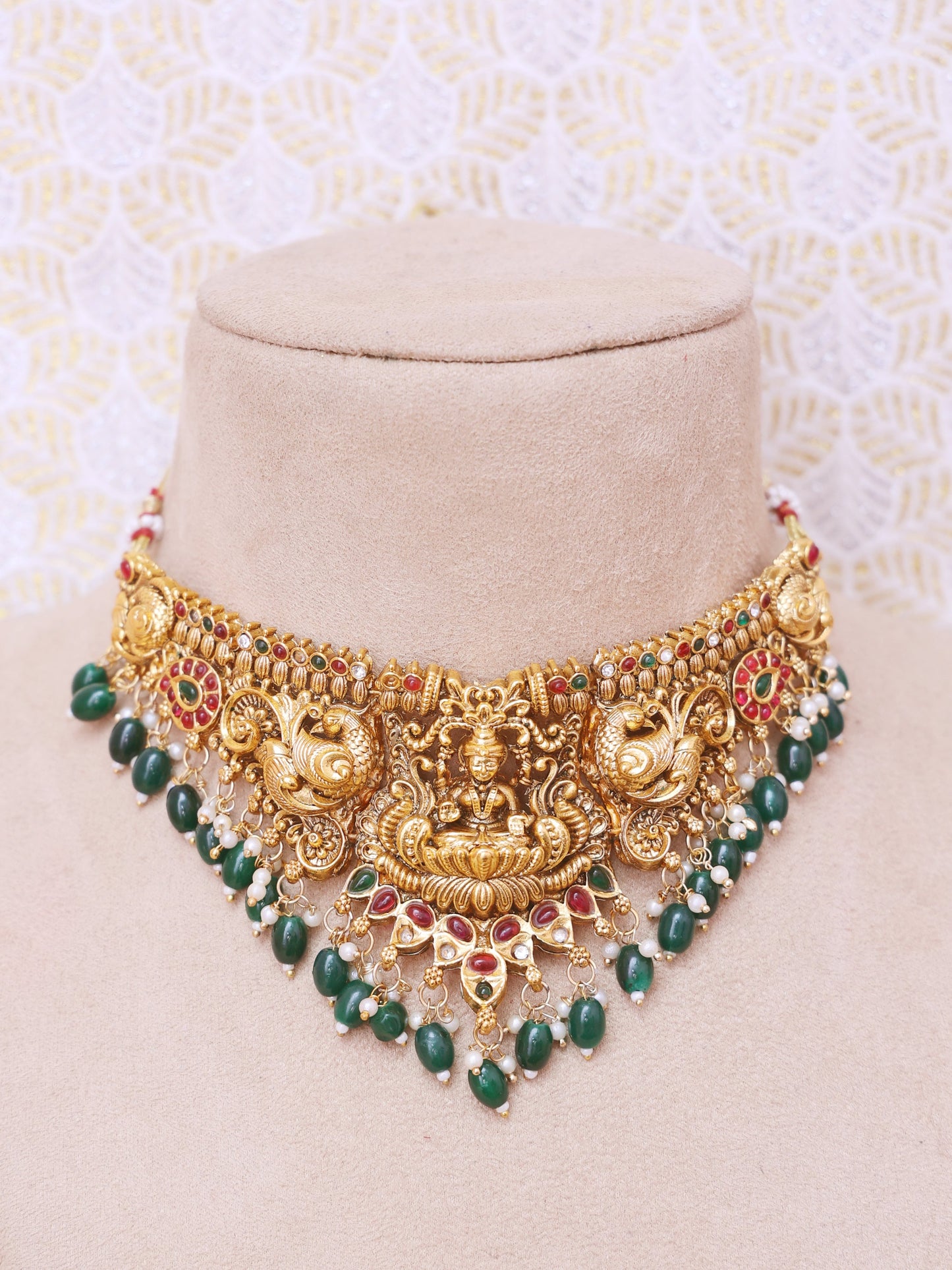 Emerald Nadira Temple Necklace Set