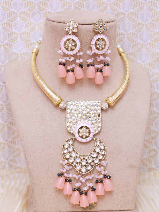 Baby Pink Padmavasa Hasli Necklace Set