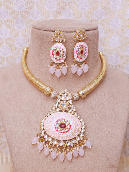 Baby Pink Raahi Hasli Necklace Set