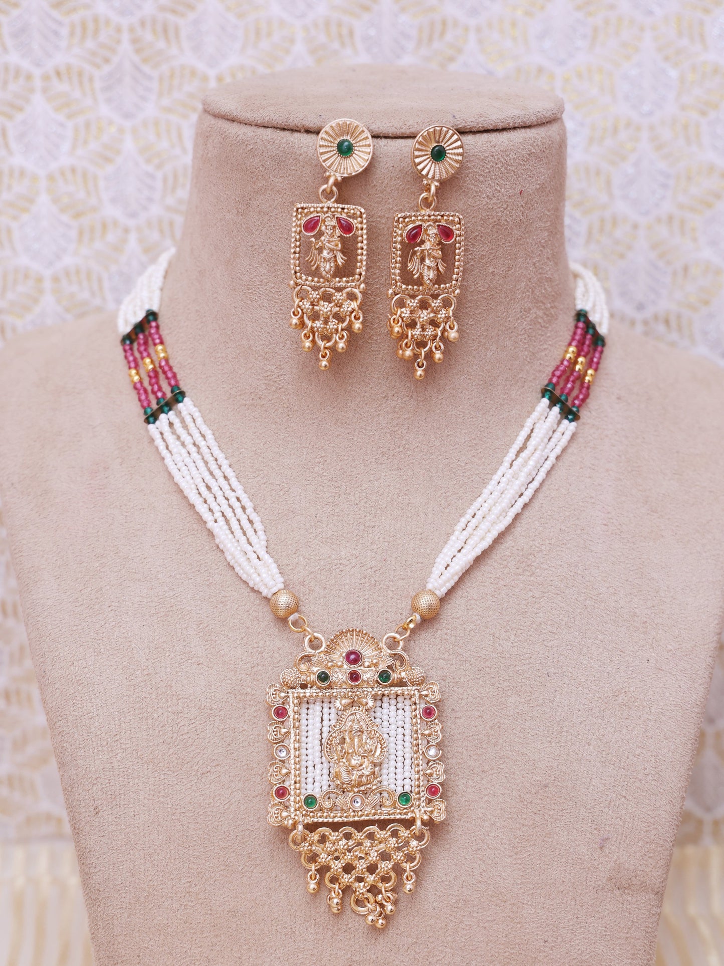 Golden Ojobala Temple Necklace Set