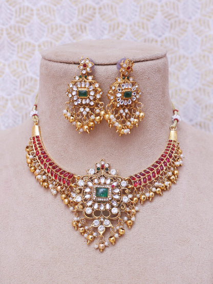 Red & Green Medona Inspired Temple Necklace Set