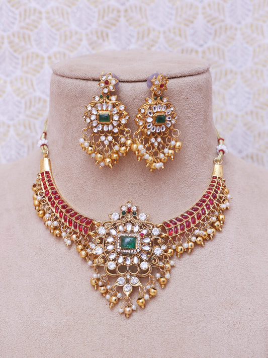 Red & Green Medona Inspired Temple Necklace Set