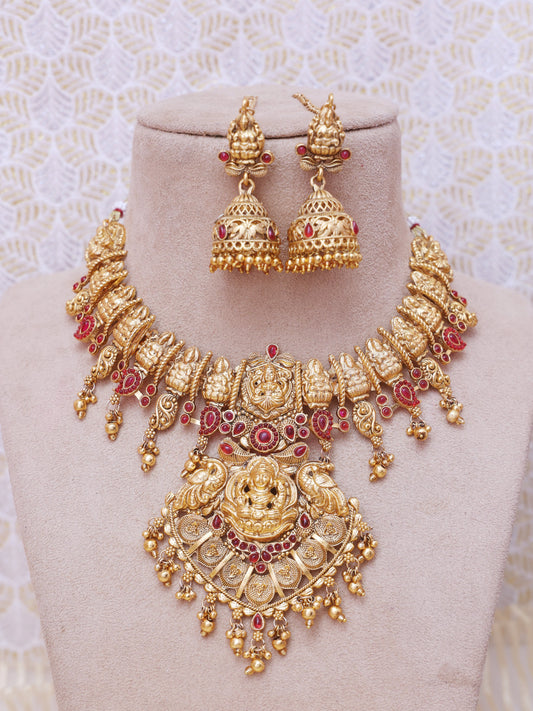 Red Hanima Temple Necklace Set