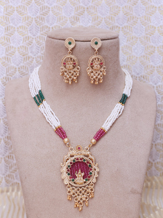 Pink Lakini Temple Necklace Set