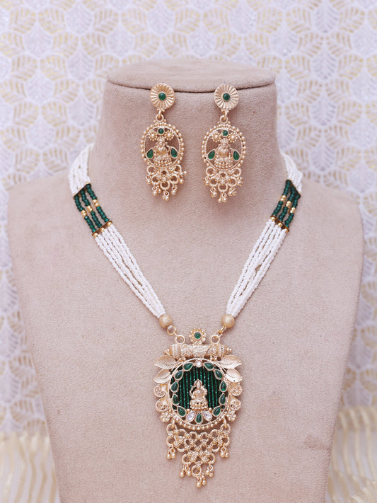 Emerald Madhu Temple Necklace Set