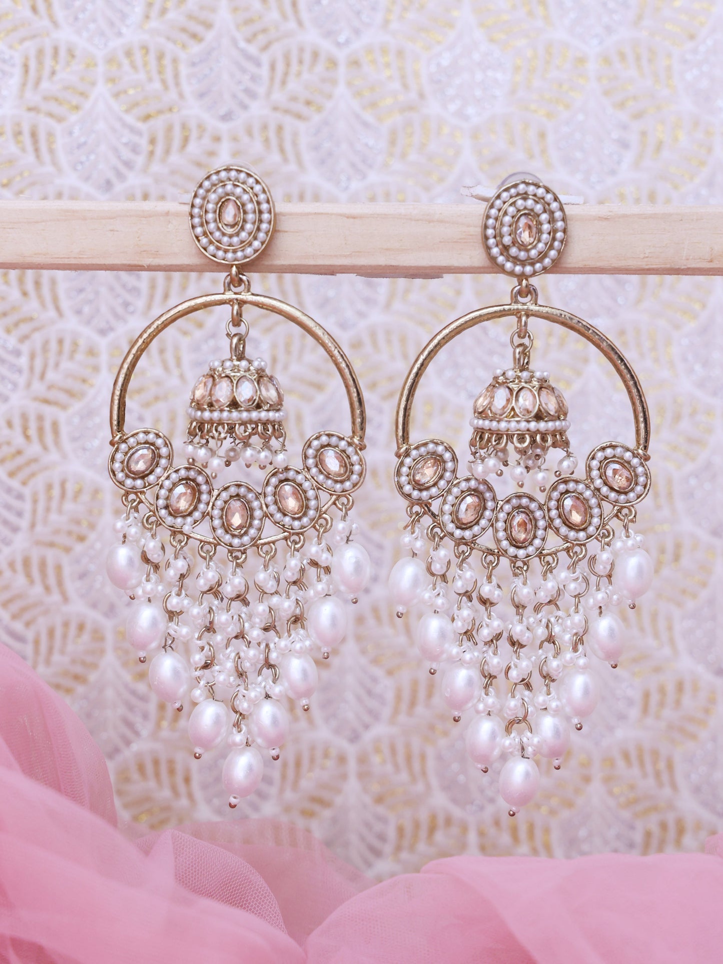 White Gana Jhumki Balis