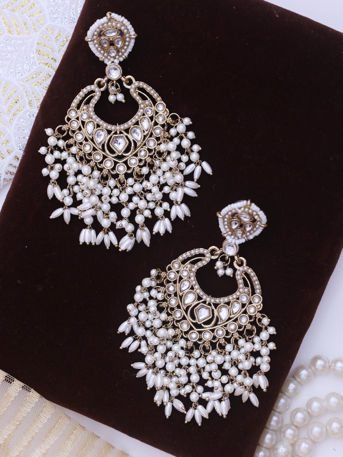 White Haimavati Designer Earrings