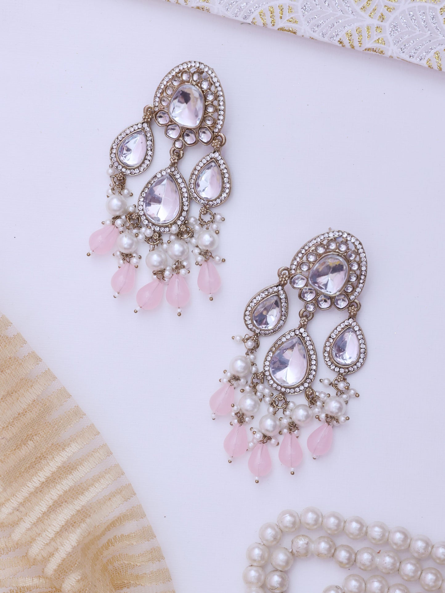 Baby Pink Lajwati Designer Earrings