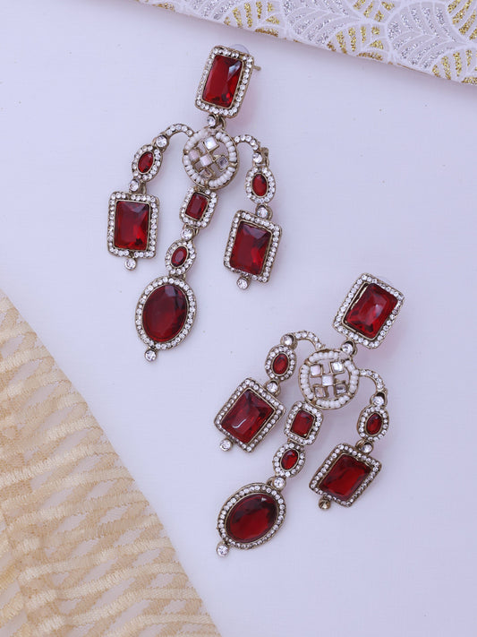 Red Padmashri Designer Earrings