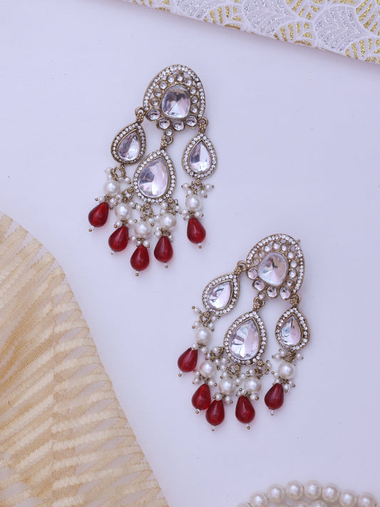 Red Lajwati Designer Earrings