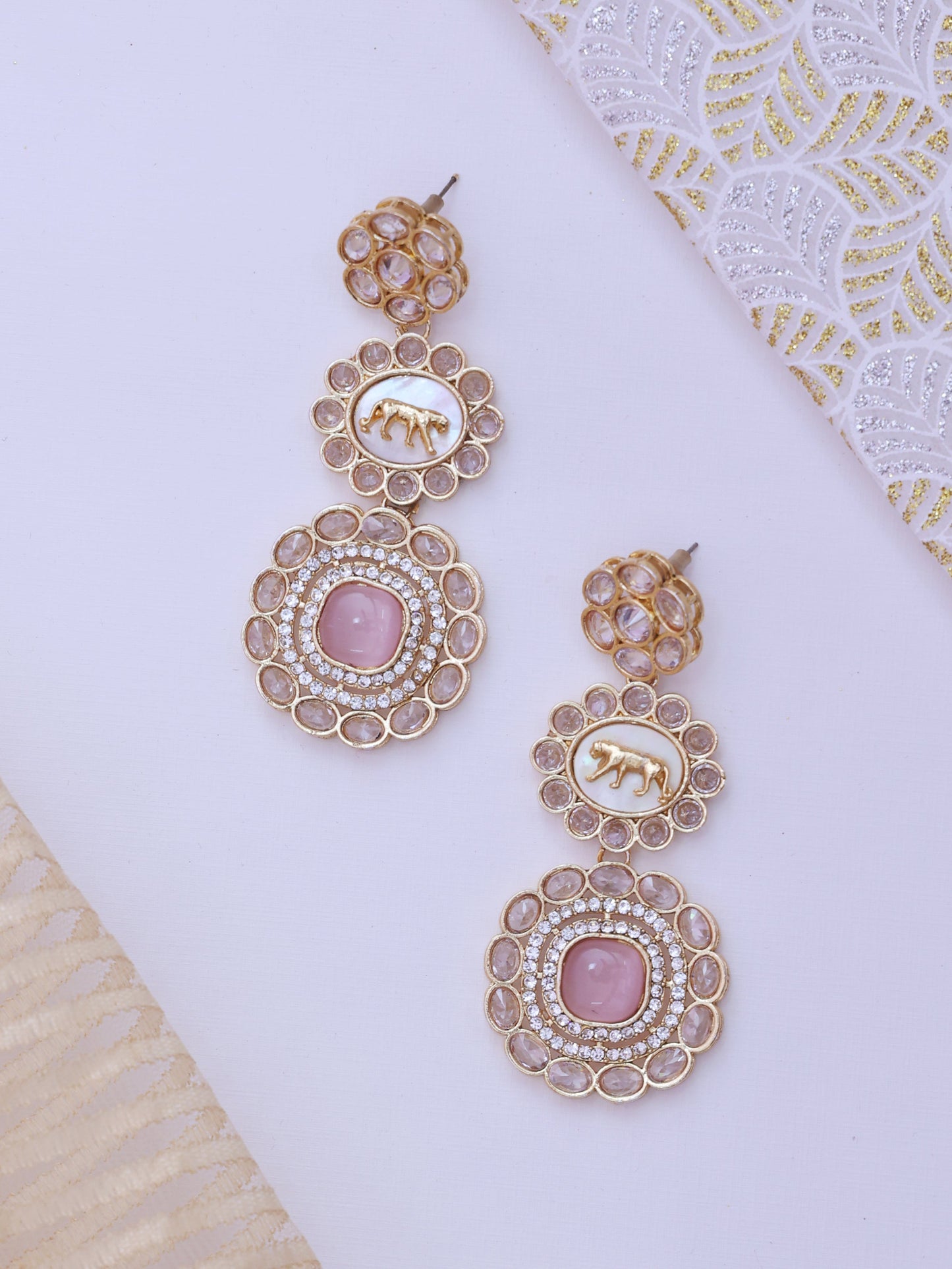 Baby Pink Zyanna Designer Earrings