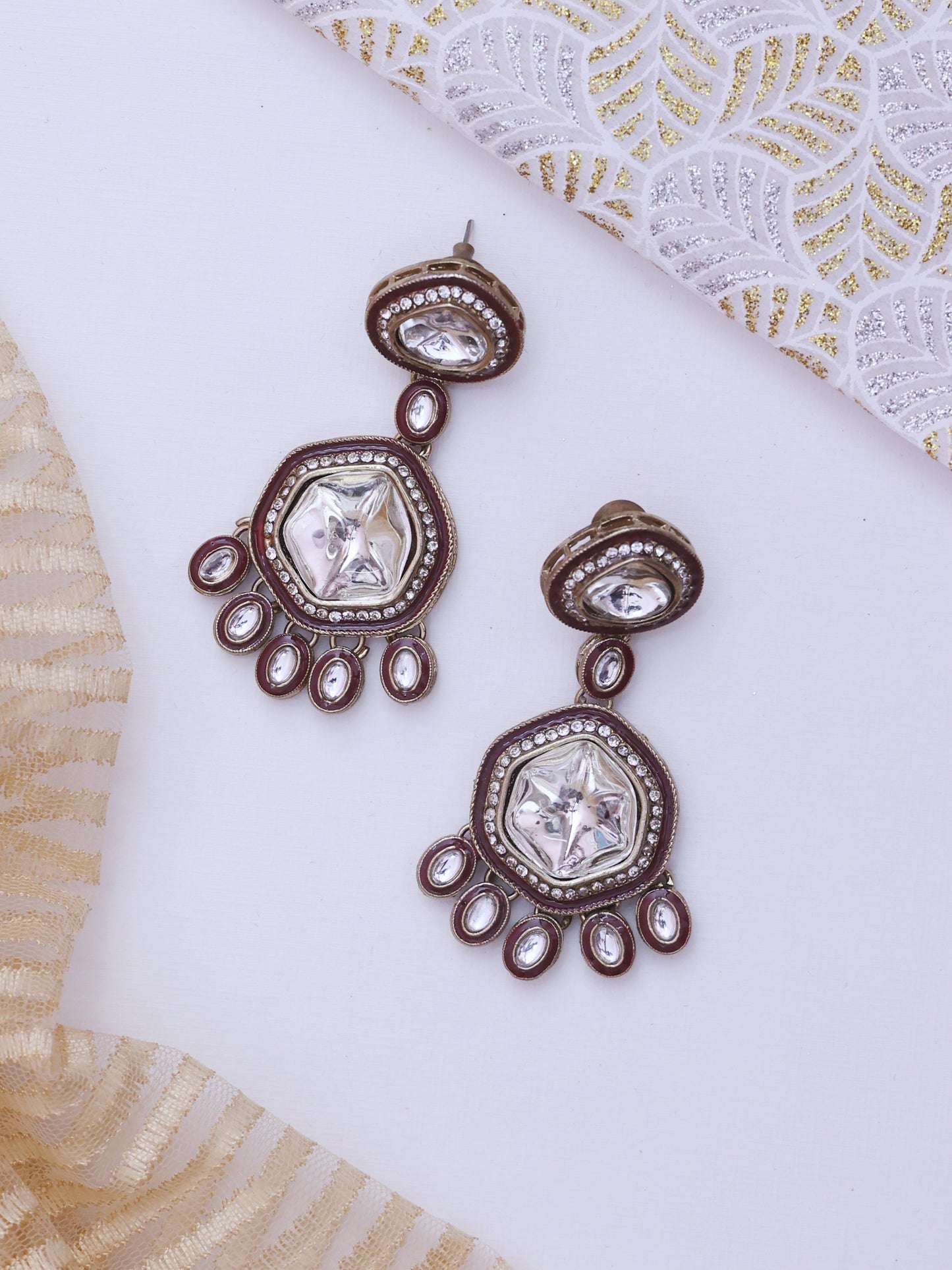 Maroon Olevia Designer Earrings