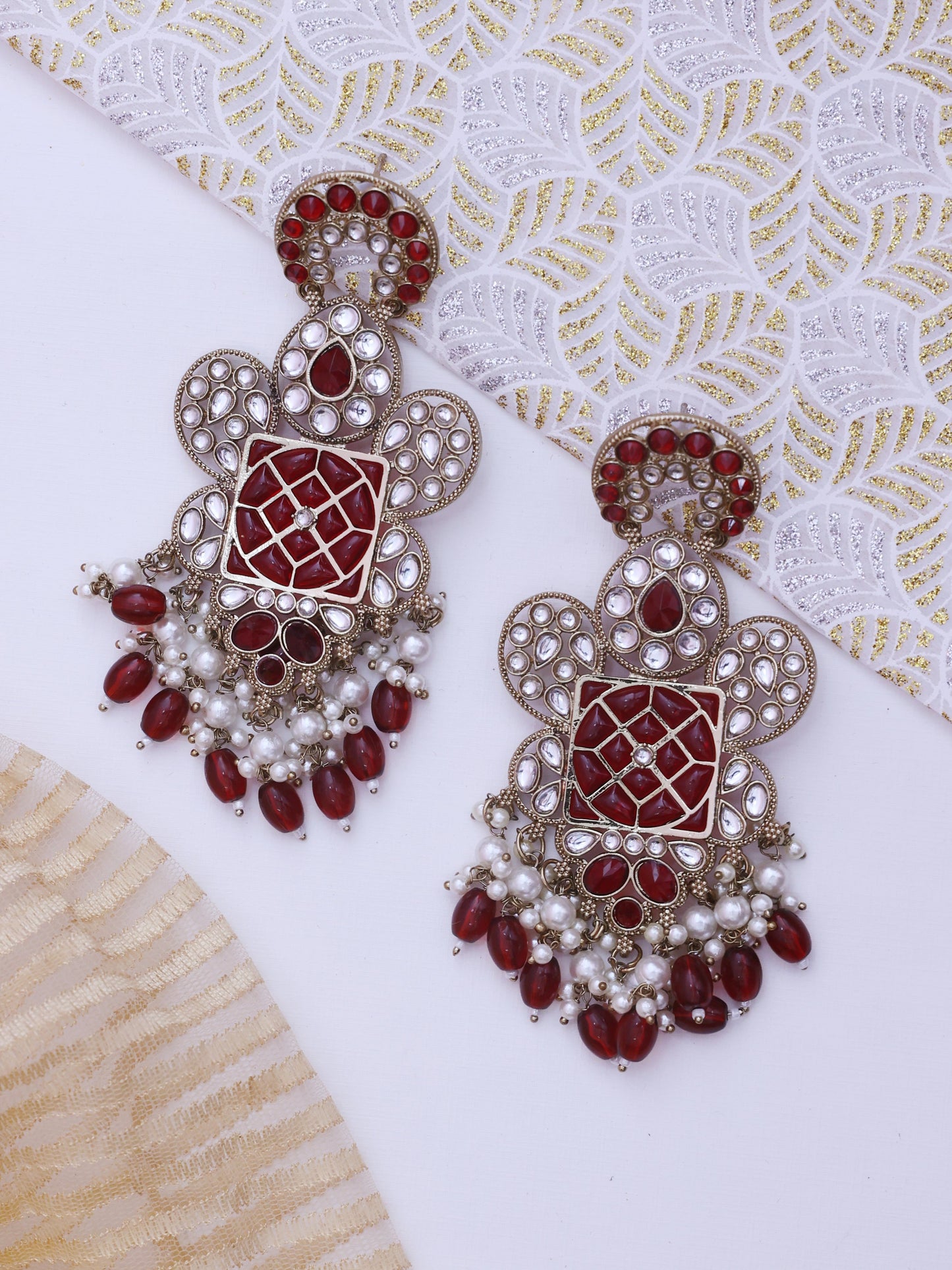 Red Sadajyoti Designer Earrings