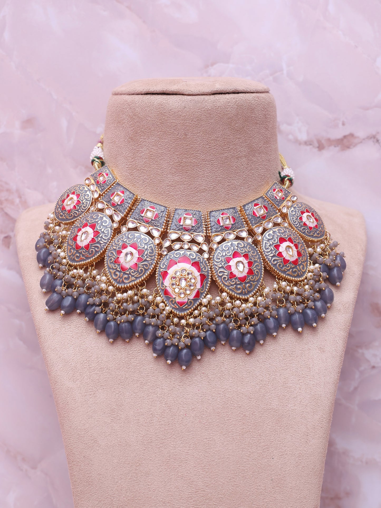 Grey Ragini Necklace Set