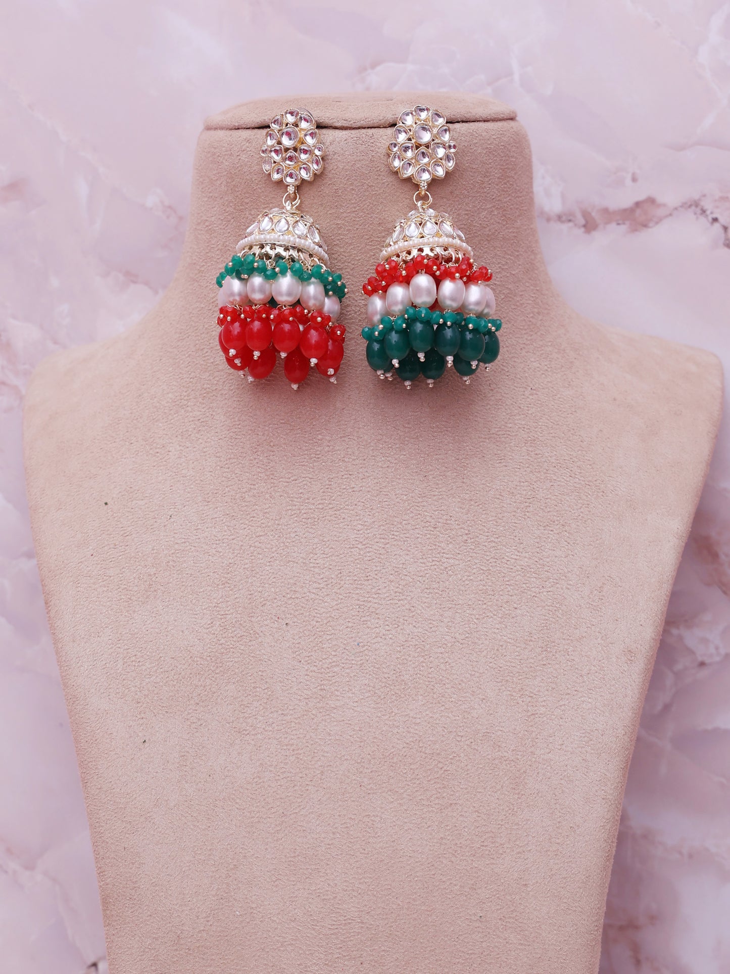 Red and Green Wahida Necklace Set