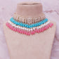 Pink and Blue Wahida Necklace Set