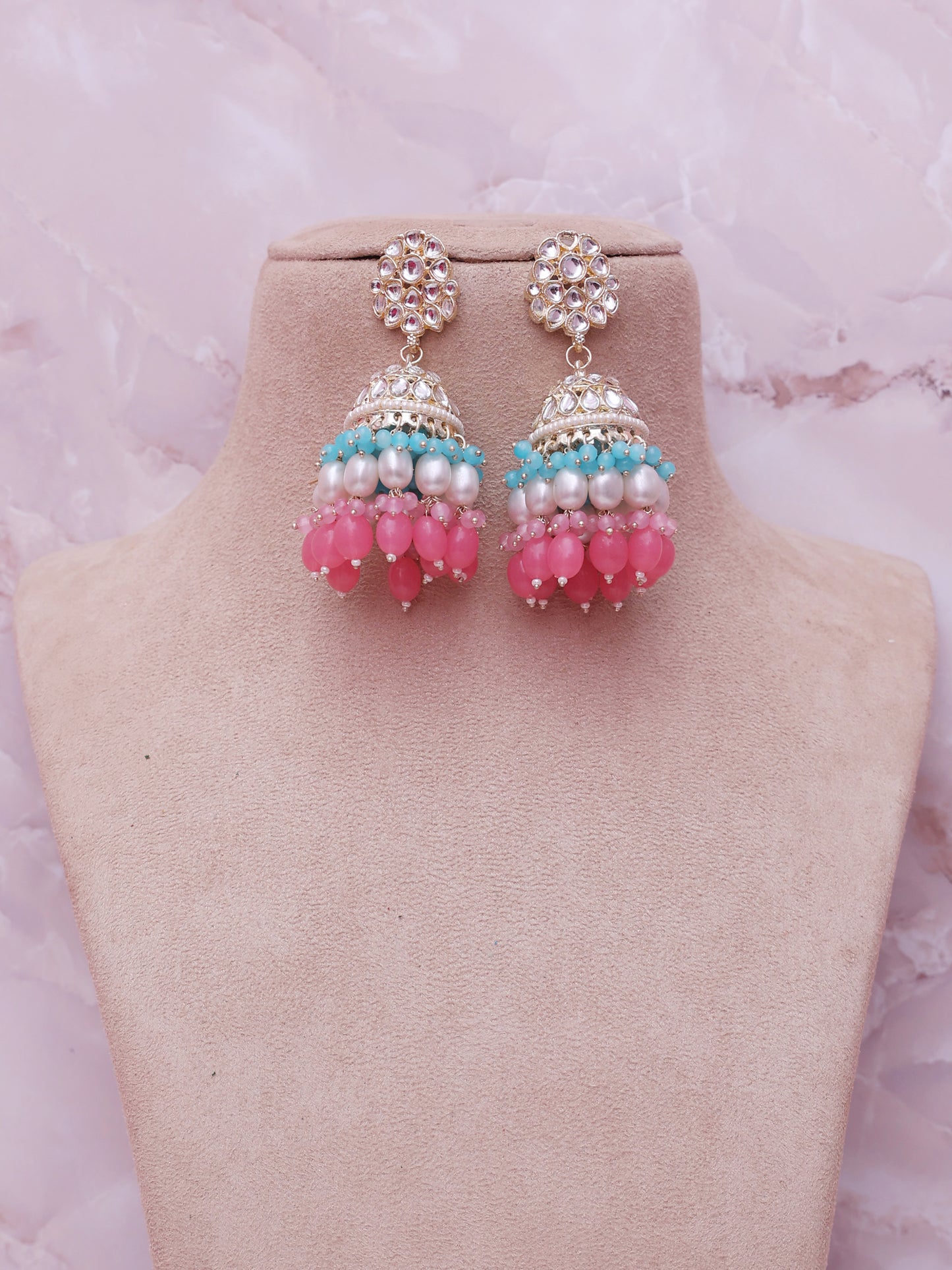 Pink and Blue Wahida Necklace Set