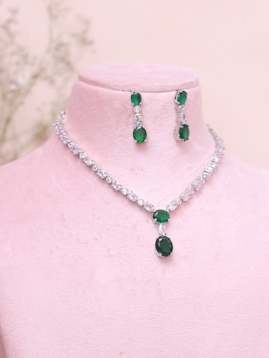 Emerald Sofia AD Necklace Set