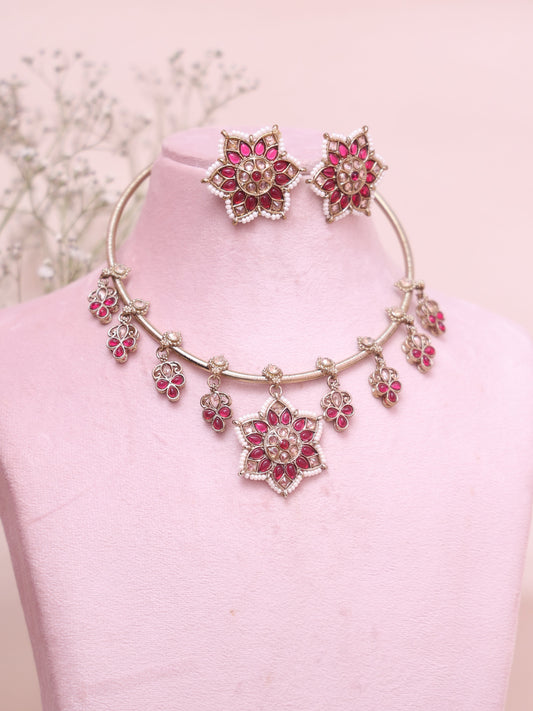 Pink Hansa Hasli Necklace Set